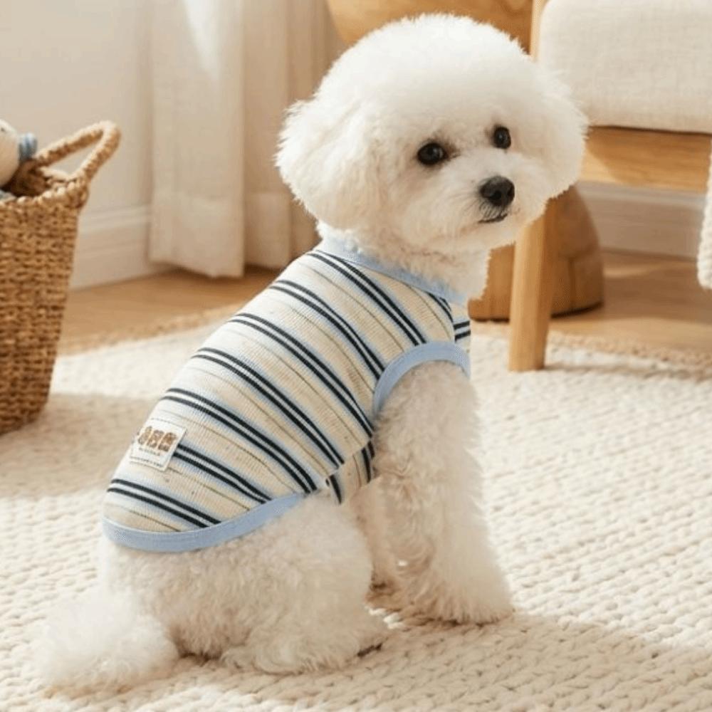 Breathable Dog Striped T-Shirt Comfortable Pet Pullover Bear Pattern Summer Dog Clothes Small Dogs