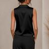 Blusa da Donna Colorata in Raso con Scollo a V e Senza Maniche per la Sera
