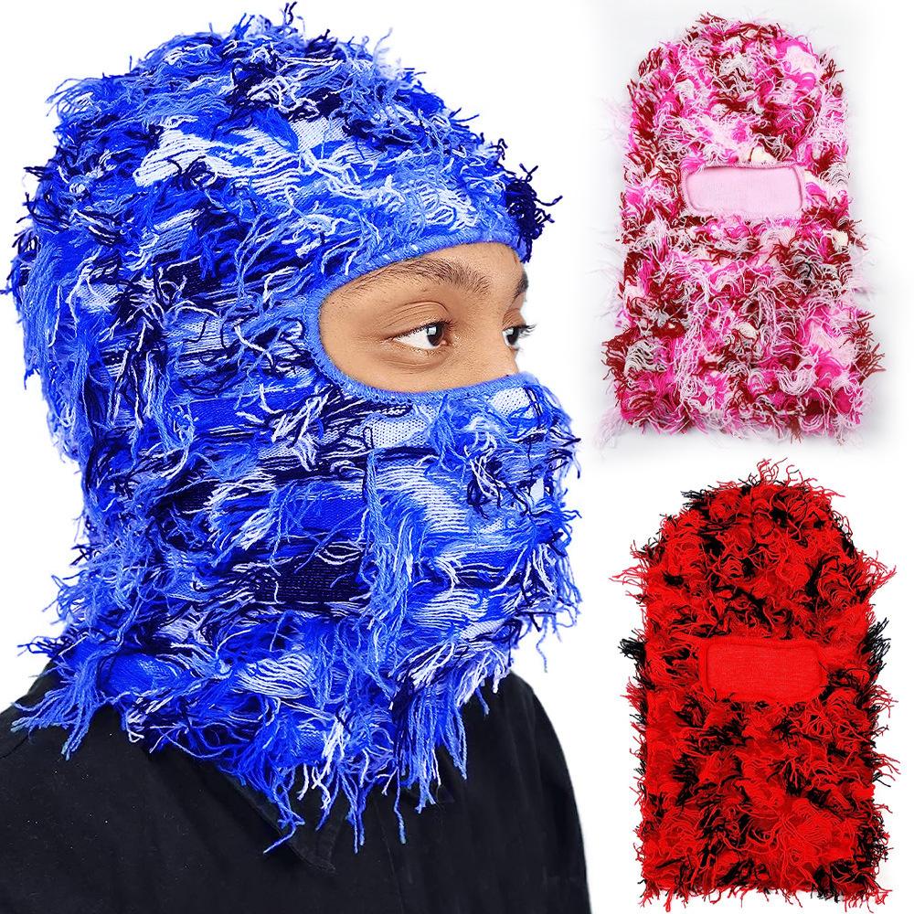Single Hole Knitted Mask Party Funny Acrylic Yarn Balaclava Hat Outdoor Warm Head Cover