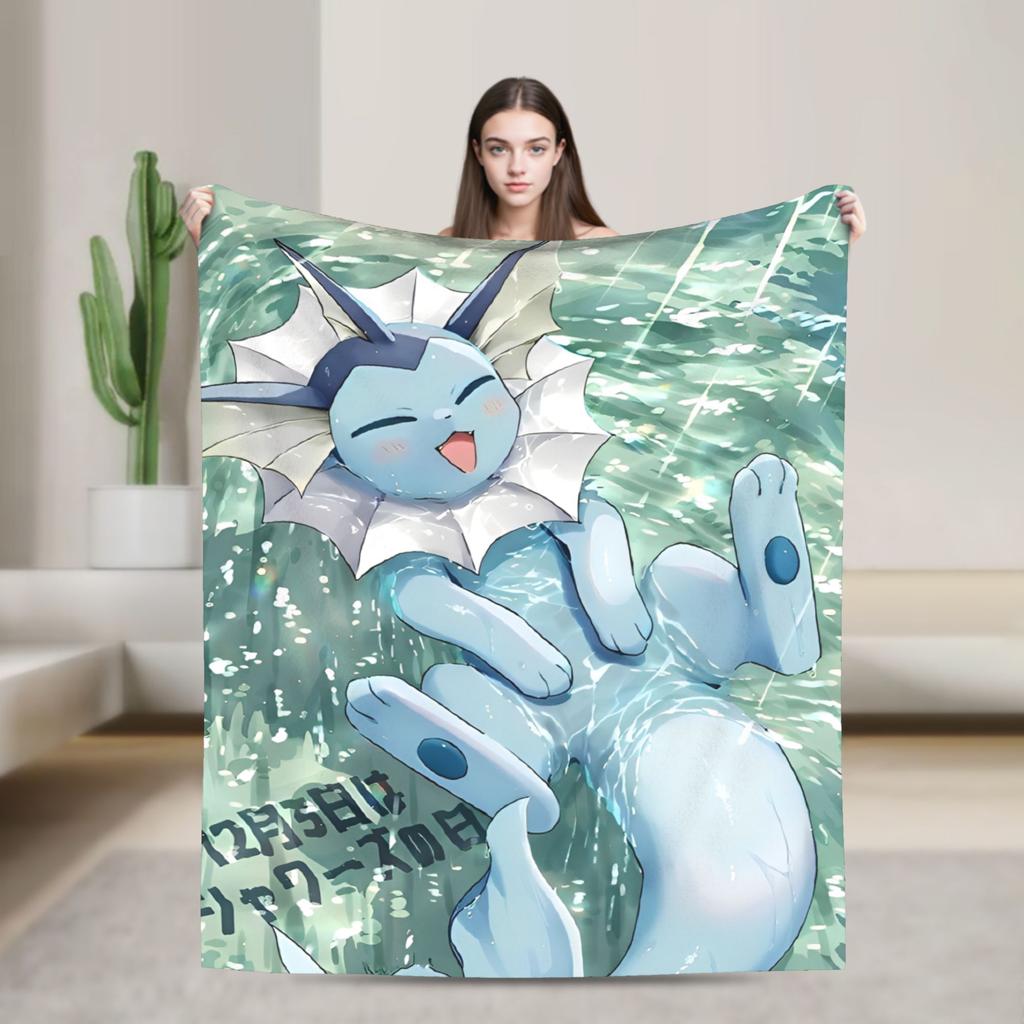 Manga Glaceons Nacht-Thema Decke Reise Büro Flanell Überwurfdecke Für Draußen Warm Weich Pokemon-Design Qualität Tagesdecke Geschenk