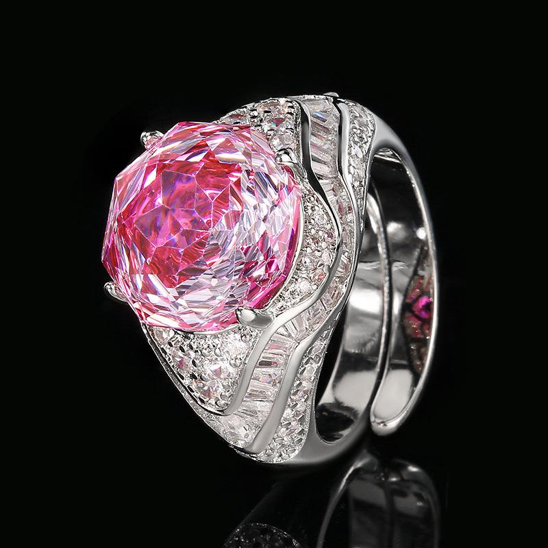 Biżuteria Miedziana Podstawa Pozłacana Symulacja Morski Niebieski Temperament Okrągły Pierścionek Damski 12Mm