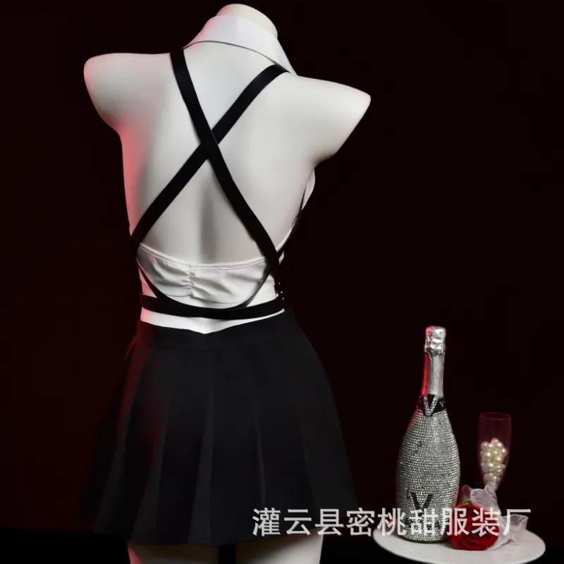 Sexy lingerie sexy split short-sleeved top pleated skirt cosplay pure college wind sailor uniform