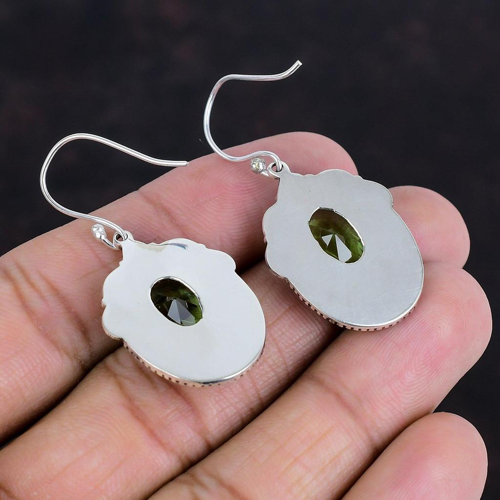 Faceted Green Amethyst Earring Real Gemstone Earrings 925 Sterling Silver Earring Handmade Jewelry Vintage Dangle Earring Anniversary Gifts