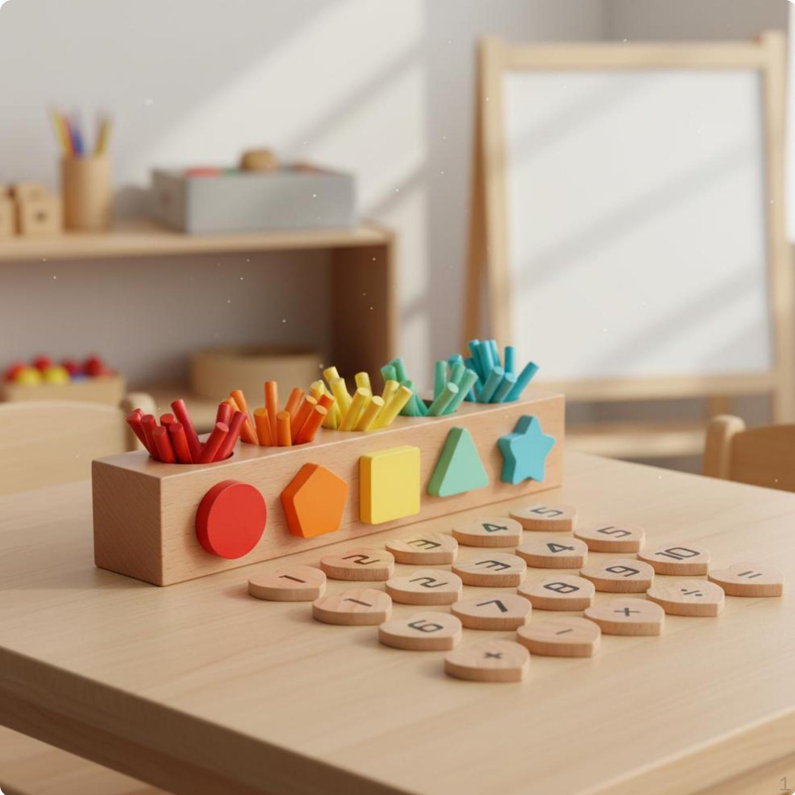 Number Shape Sorting Board Fine Motor Skills Wooden Educational Toy for Young