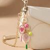 Alloy Inlaid Rhinestone Tennis Racket Keychain Mini Felt Ball Sports Keychain Pendant  for Women