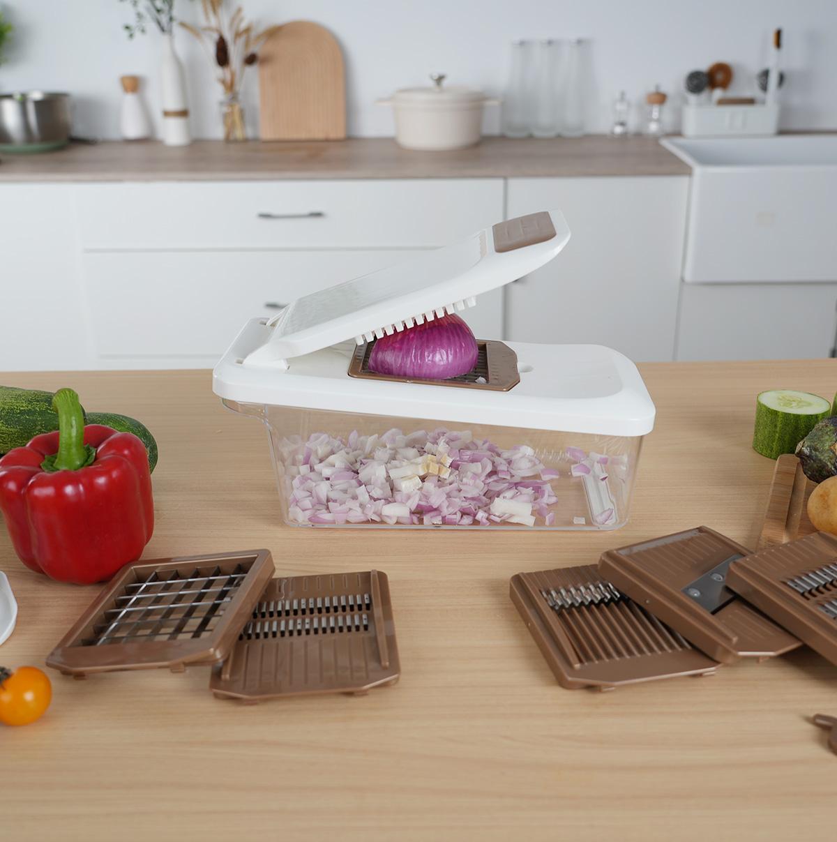 Multi-Function Mandoline Tomato Slicer Dicer Manual Vegetable Cutter Slicer Chopper for Kitchen белого золота