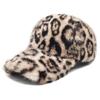 Chic Leopard Print Plush Baseball Cap for Women - Lightweight, Adjustable, Perfect for Fall/Winter