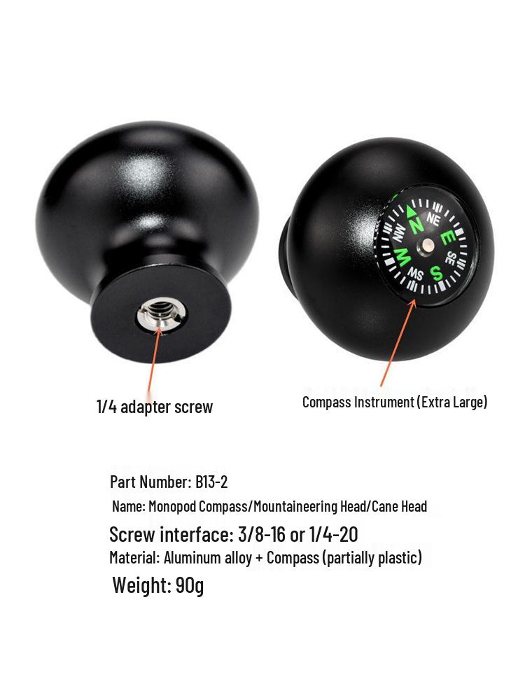 Hiking Stick Compass & Monopod Head for SLR Cameras