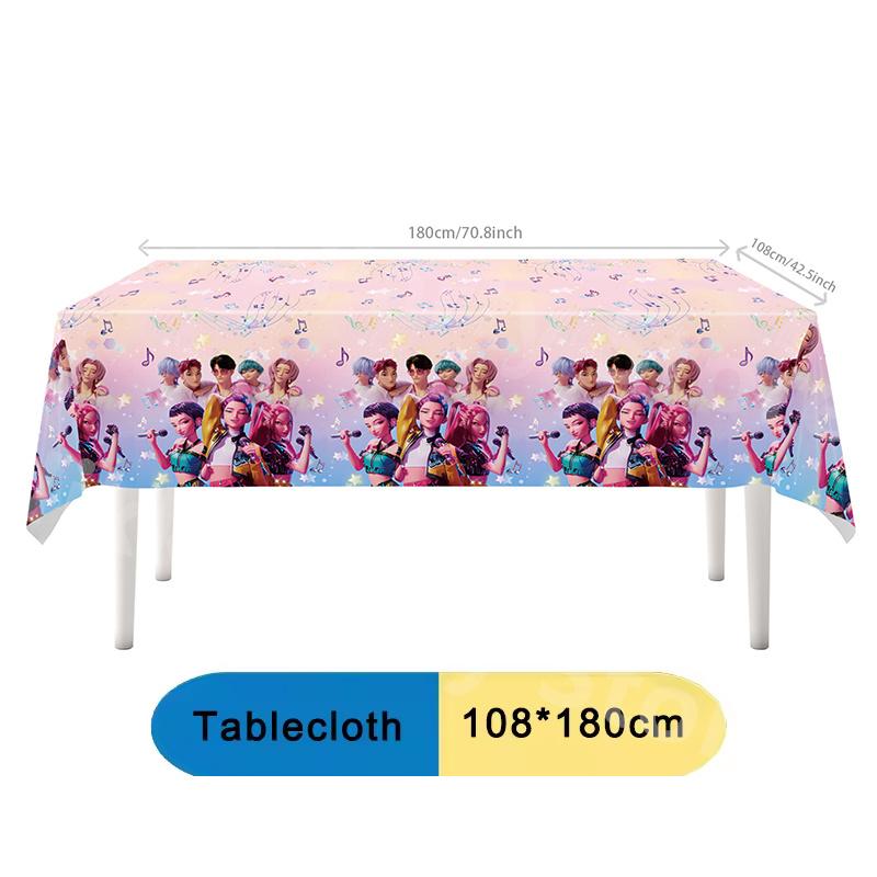 Kpop Demon Hunters Party Supplies Stickers Balloons Party Favors Disposable Tableware Tablecloth Plates Cups Baby Shower Toys