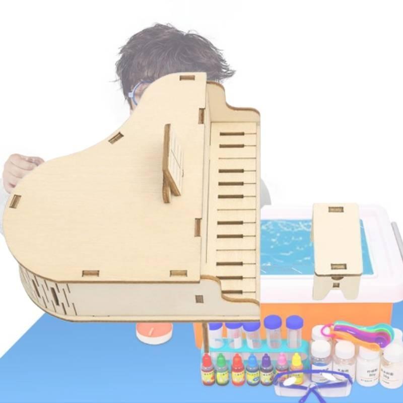 Wooden Diy Piano Music Box Handmade Science Experiment Educational Toy For Kids 23*15*4cm
