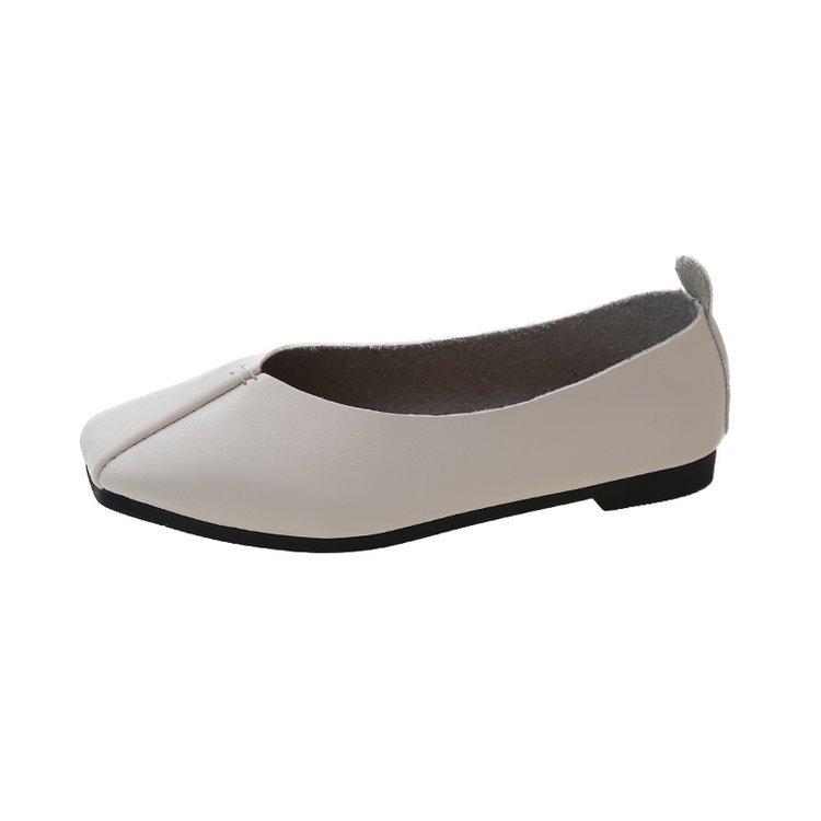 Women's Flat Bottomed Single Shoes Casual Shallow Mouth Square Toe Women's Loafers Solid Color Flat Bottomed Women's Shoes