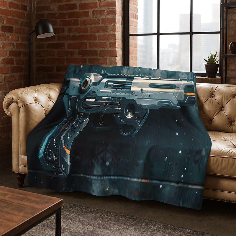 Coperta In Flanella Morbida E Calda Con Motivo Pistola, Munizioni E Proiettili, Ideale Per Camera Da Letto, Letto, Viaggi, Campeggio