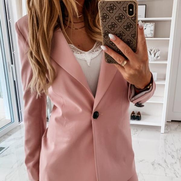 Fashion Women Blazer Suit Slim Office Formal Office Long-sleeved Solid Color Jacket Business Small Suit