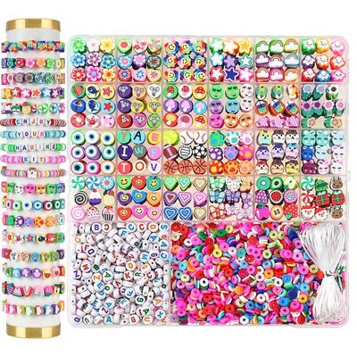 26-Grid DIY Polymer Clay Beads & Earrings Kit with 2300 Hole-Punched Letter Beads