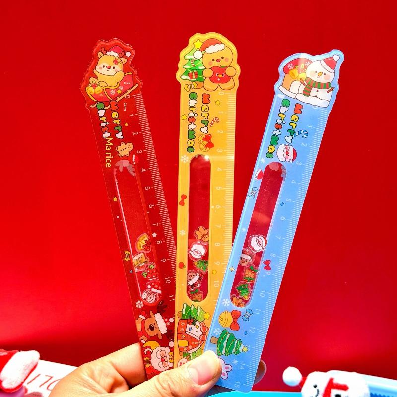 Cartoon Santa Claus Snowman Christmas Ruler Creative Drawing Painting Tool Reward Stationery Student Gift School Supplies