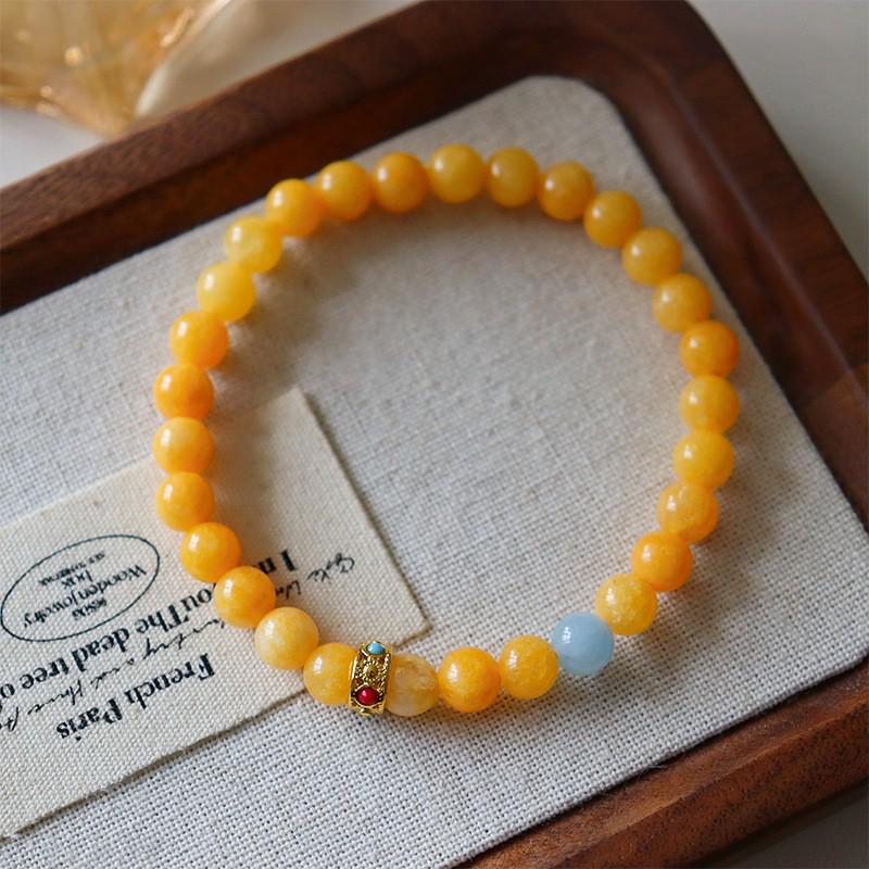 Elegant Chinese Minimalist Turquoise Beaded Bracelet for Women - High-End Retro Fashion