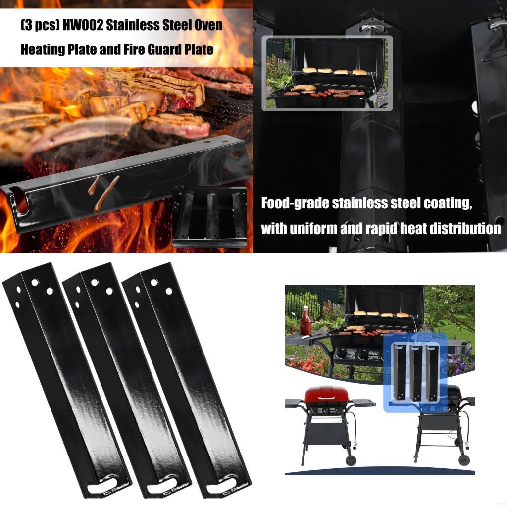 

3Pcs Stainless Steel Grill Heat Plate With Enamel Coating For Even Heating And Flame Protections Outdoor BBQ Accessories X3UC CN