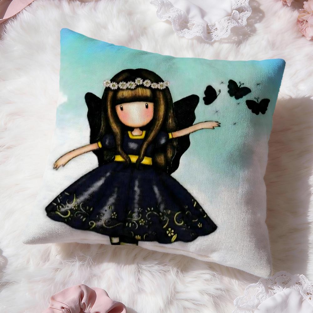 Cartoon S-Santoro Gorjuss Cushion Cover Premium Comfort Reversible Pillow Cove -Two in One Design for Any Room & Car Interior