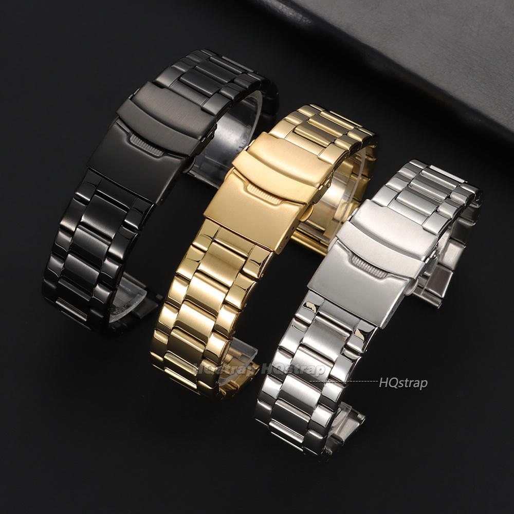 Metal Band for Seiko Folding Buckle Strap 20mm 22mm 24mm Stainless Steel Bracelet Business Wristband Replacement Accessories