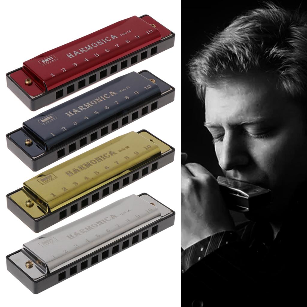 10 Holes for Key of C Blues Harmonica Musical Instrument Educational Toy with Fo