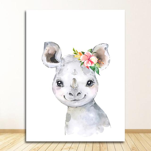 Canvas Painting Nursery Wall Pictures Kids Room Decor Cute Deer Zebra Lion Rabbit Pig Flower Nordic Posters And Prints Wall Art