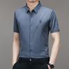 Men Summer Ice Silk Short Sleeve Shirt Business Casual Wrinkle Free All-match Shirt