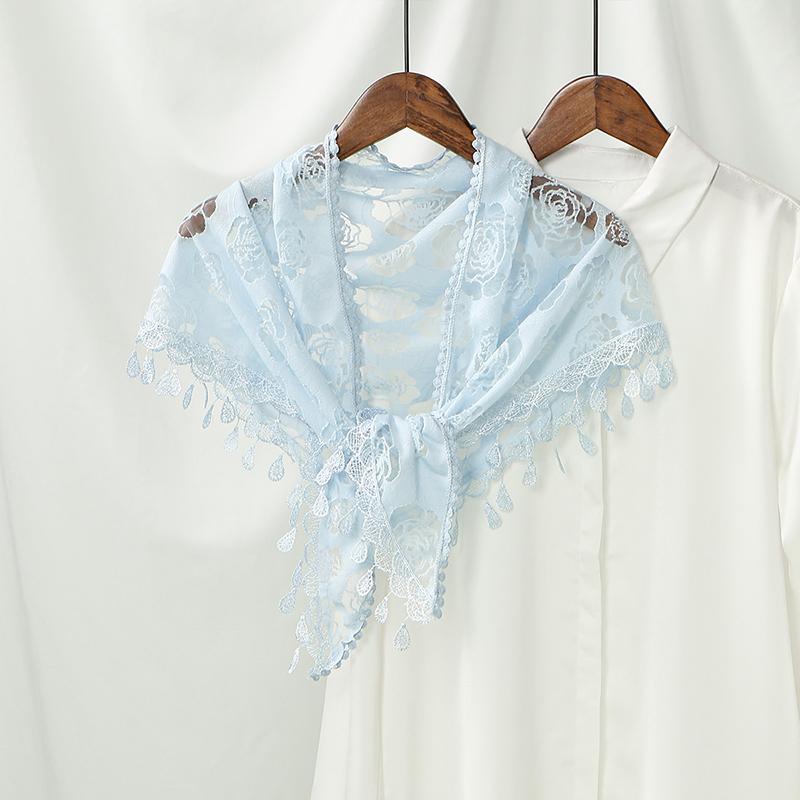 Women Church Shawl Lace Veil Polyester Scarf Bandana Church Prayer Wedding Mantilla Chapel White Embroidered Hijab Girl Scarf