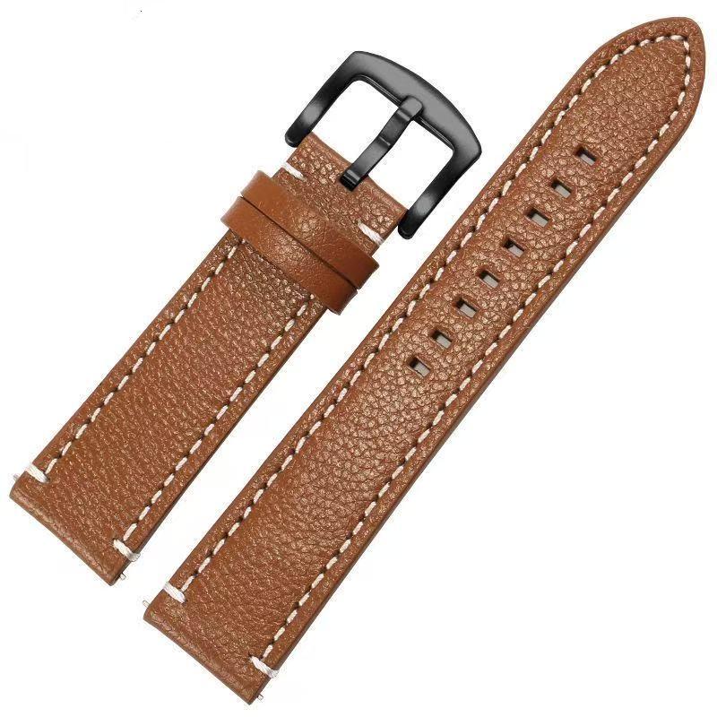 New Genuine leather lychee grain watchband 18mm 20mm 22mm 24mm pin buckle calfskin strap for brands automatic watch Black Brown