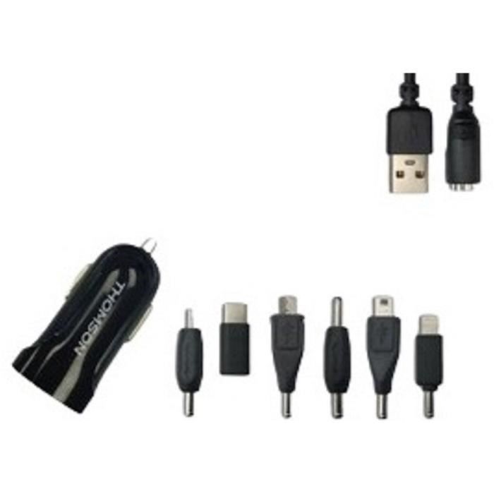 Kit chargeur de voiture THOMSON 12/24V 2A - 6 connecteurs