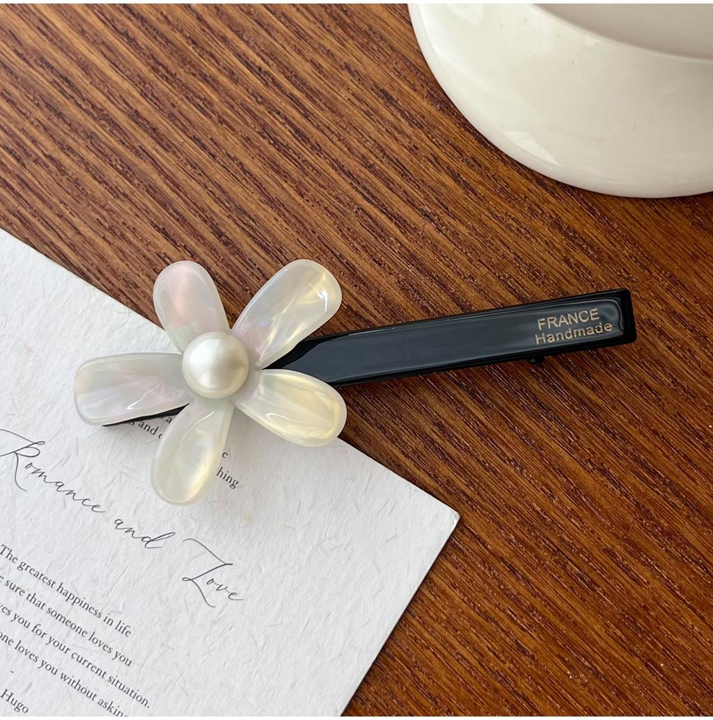 Trendy Dovey Hair Accessories Fashionable Floral Acetate Hair Clips And Ties Set Colorful White Duckbill