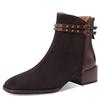 Fashion 2024 Hot Sale Women's Shoes Ankle Women's Boots Fashion Belt Buckle Office and Career New Back Zip Square Toe Shoes for Women