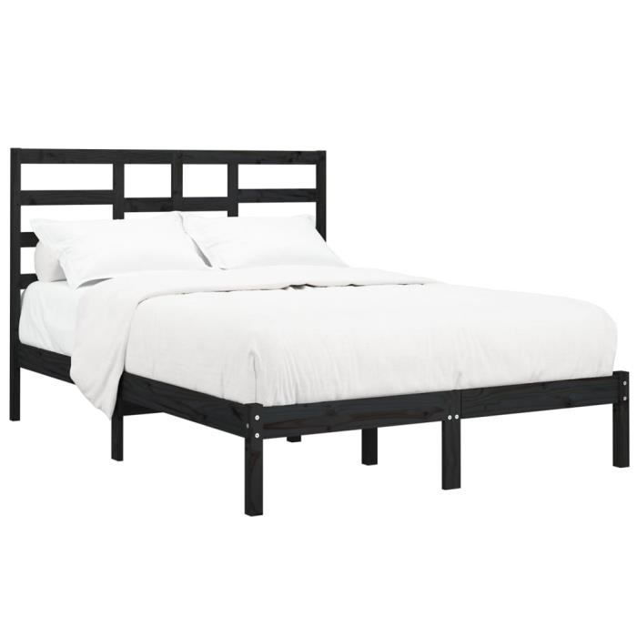 VidaXL Bed Frames Black Solid Wood 140x190 Cm 3105779