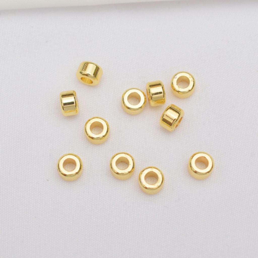 14K Gold Plated Colorfast Smooth Surface Barrel Spacer Beads for DIY Handmade Bracelets & Necklaces