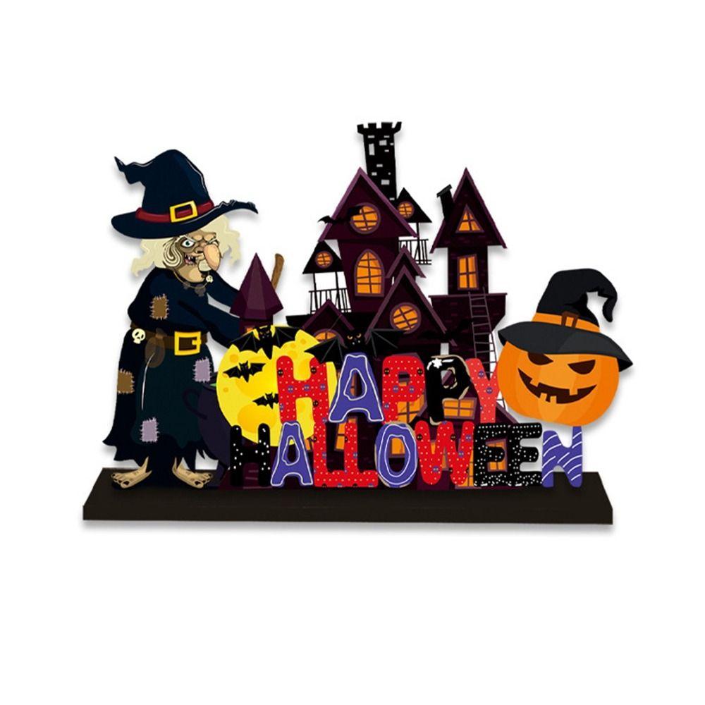 3D Halloween Wooden Ornaments Cute Halloween Decoration Props Ghost Desktop Ornament  Office