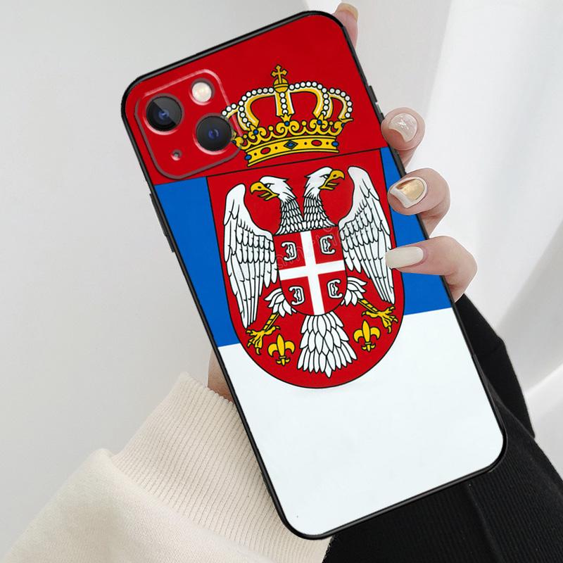 Flag of Serbia Serbian Phone Case For iPhone 11 12 13 14 15 16 Pro XS Max Mini Cover For iPhone X XR Plus Back Case
