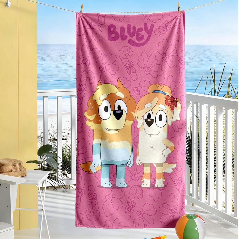 Bluey Beach Towel Super Soft Microfiber Quickdry Fabric Comfortable Lightweight Suitable for Swimming, Gym, Camping, Yoga Vacation