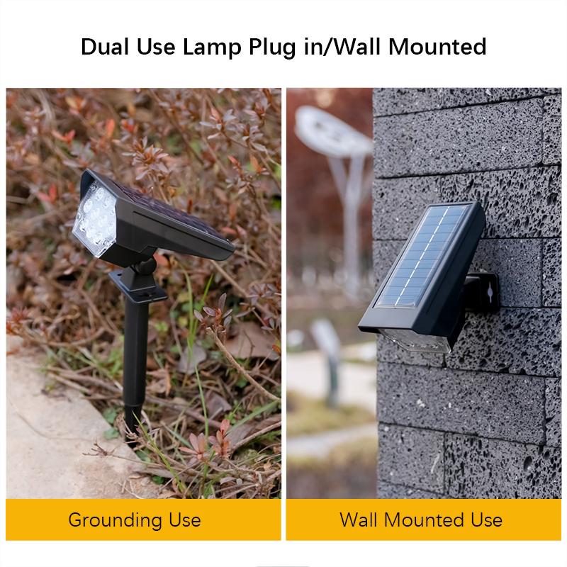 10 LEDs Solar Spotlight Outdoor, 180° Adjustable Waterproof & Anti - Aging Ground/Wall Mount, for Garden Yard Landscape Lighting