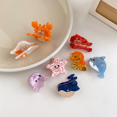 Bonitas pinzas para el pelo de animales marinos, coloridas, de acetato, con forma de ballena, delfín, pulpo, pequeñas pinzas decorativas para el pelo para niñas