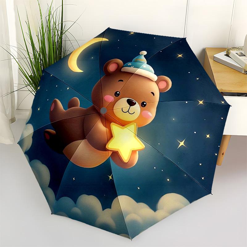 

1pc Nighttime Adventure with Starry Sky Umbrella with Plastic Handle,Vibrant Cartoon Pattern,Multi-functional UmbrellaPT215