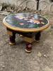 Hand Painted Wooden Chowki Bajot | Round Elephant Design Stool Table