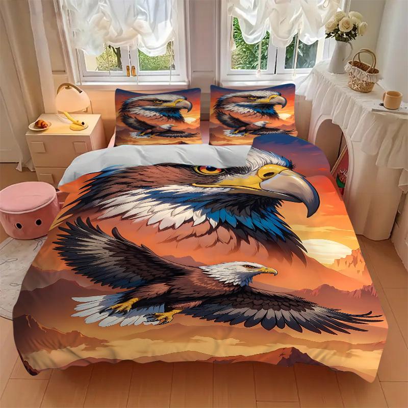 3pcs Eagle, Wildlife Duvet Cover Set -Includes 1 Duvet Cover and 2 Pillowcases, No Quilt Core, All-Season Home Decor Yy251111197
