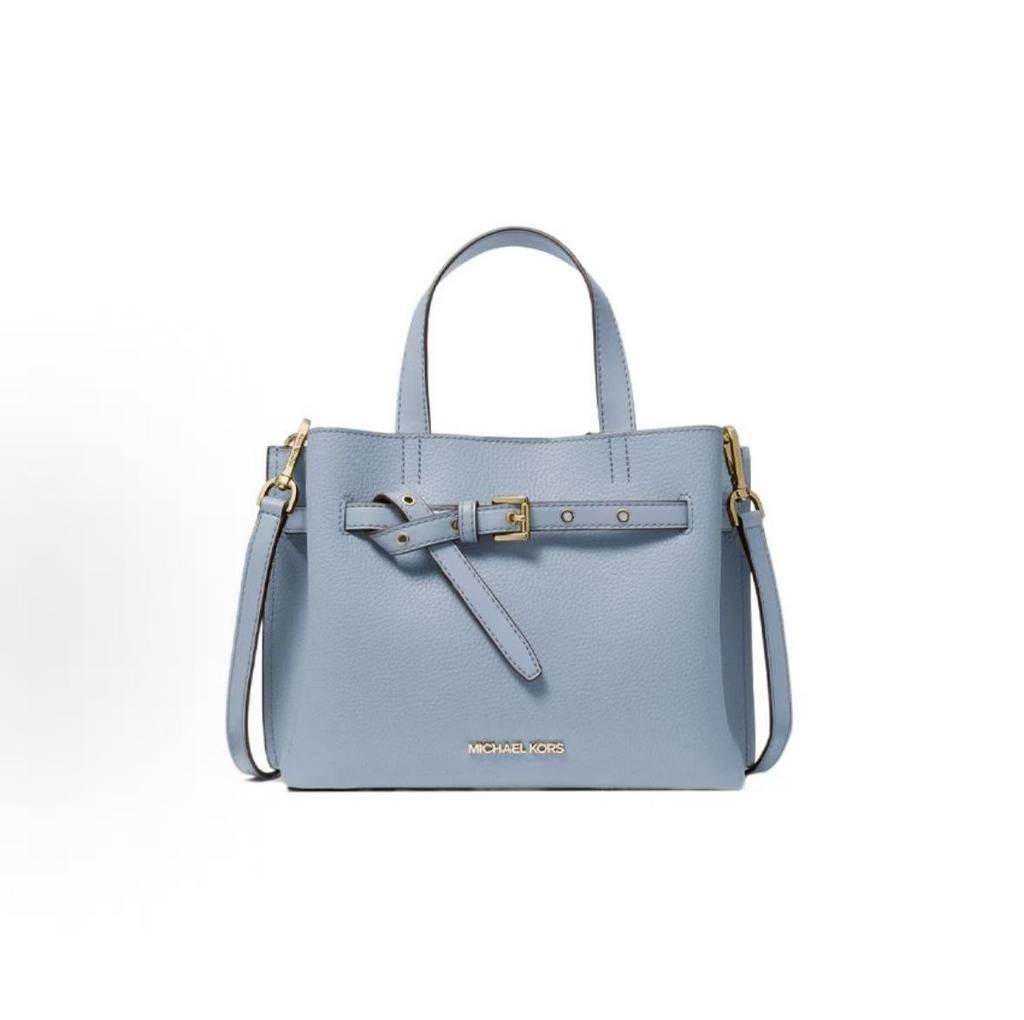 Michael Kors MK Emilia Gold Letter Logo Pin Buckle Hardware Briefcase Handheld Shoulder Crossbody Bag Small Women Bags Blue 35F0GU5S5T-487