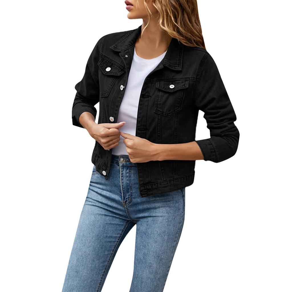 Fashion Jacket Women's Casual Slim Slimming Denim Jacket Blouse Top With Pockets