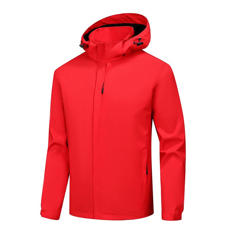 Spring and Autumn Jacket Men's Solid Color Outdoor Hooded Jacket Men's