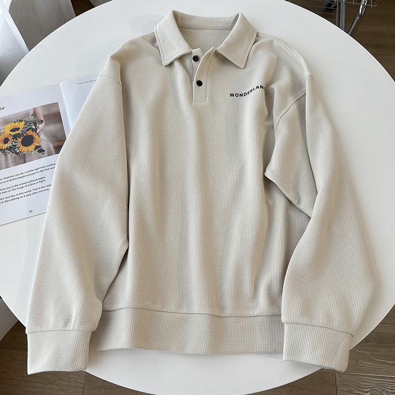 Retro Loose-Fit Long Sleeve Polo Sweatshirt - Spring/Autumn Casual Student Top