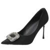 Spring 2025 new high heels women's thin heels non-slip black pointed versatile light luxury temperament celebrity professional single shoes