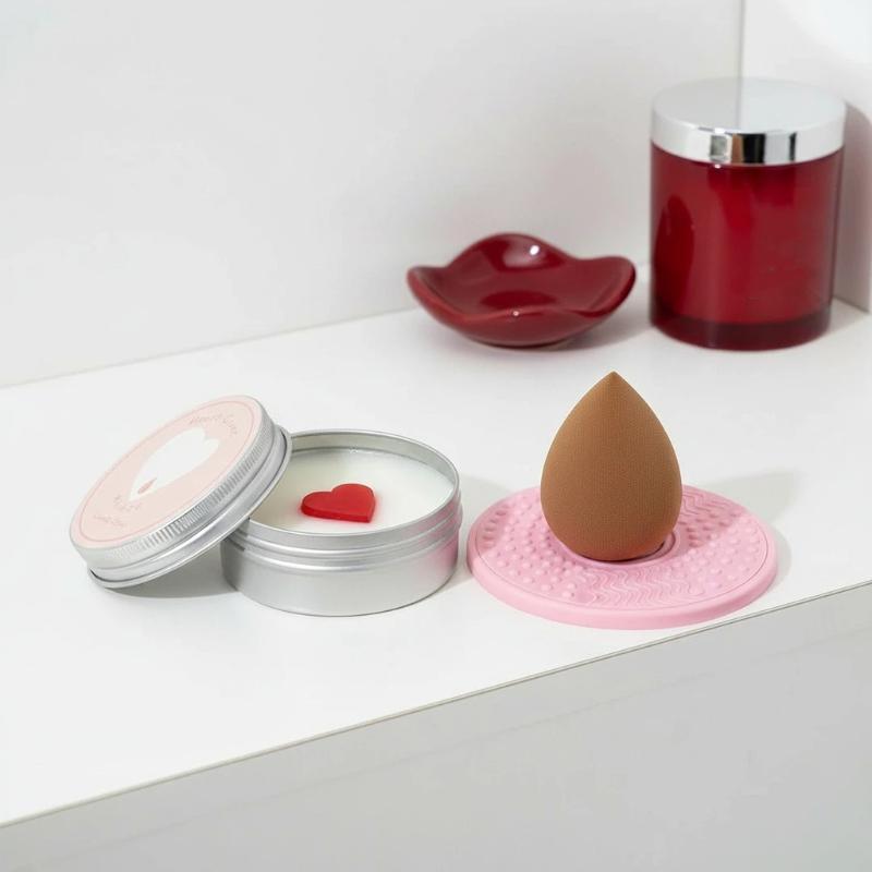 Cute Heart Shaped Makeup Brush Cleaning Soap 100g For Silicone Pad Cosmetic Sponge & Beauty Tool Washer Quick-Dry Deep Clean