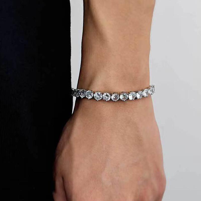 Popular three-claw tennis bracelet women's copper-plated real gold color-preserving high-quality inlaid zircon bracelet