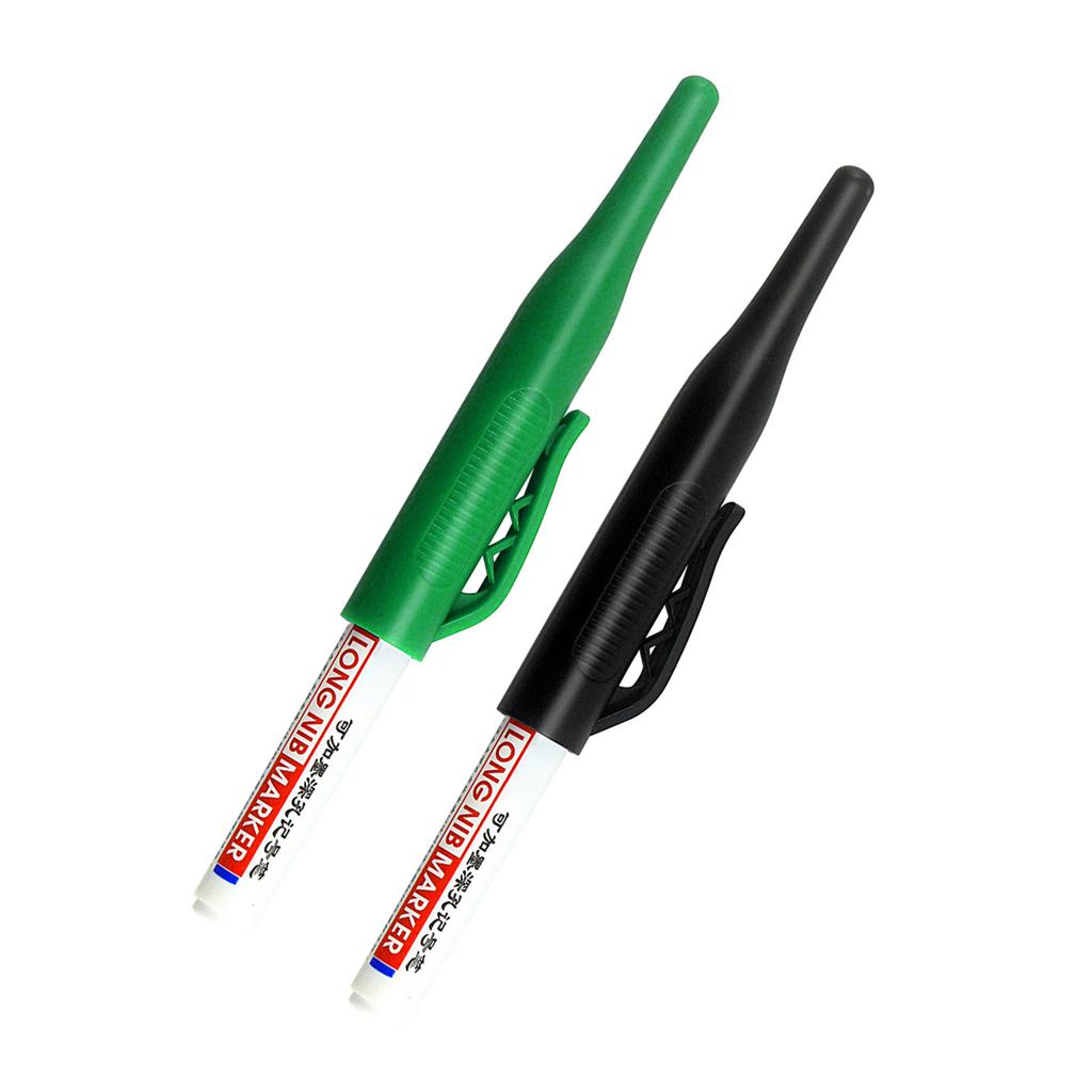 2Pcs Waterproof Deep Reach Marker 30mm Deep Hole Marker Long Nib Carpenter Marker Woodworking Marking Tool