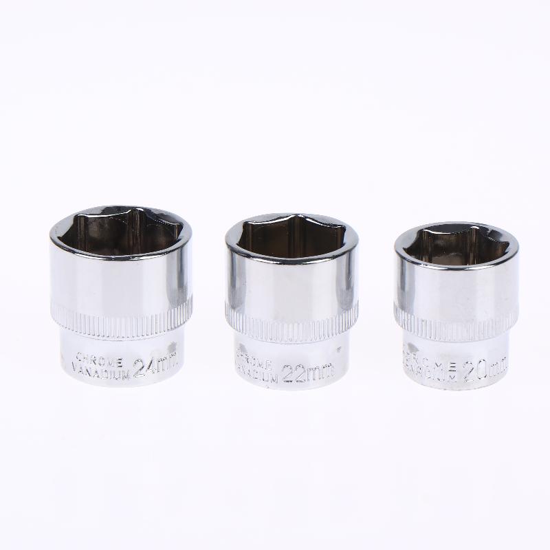 6-24Mm 3/8 Short Hex Socket Mirror Polished Chrome-Plated Steel Hex Socket Wrench Head For Auto Repair Home Tool